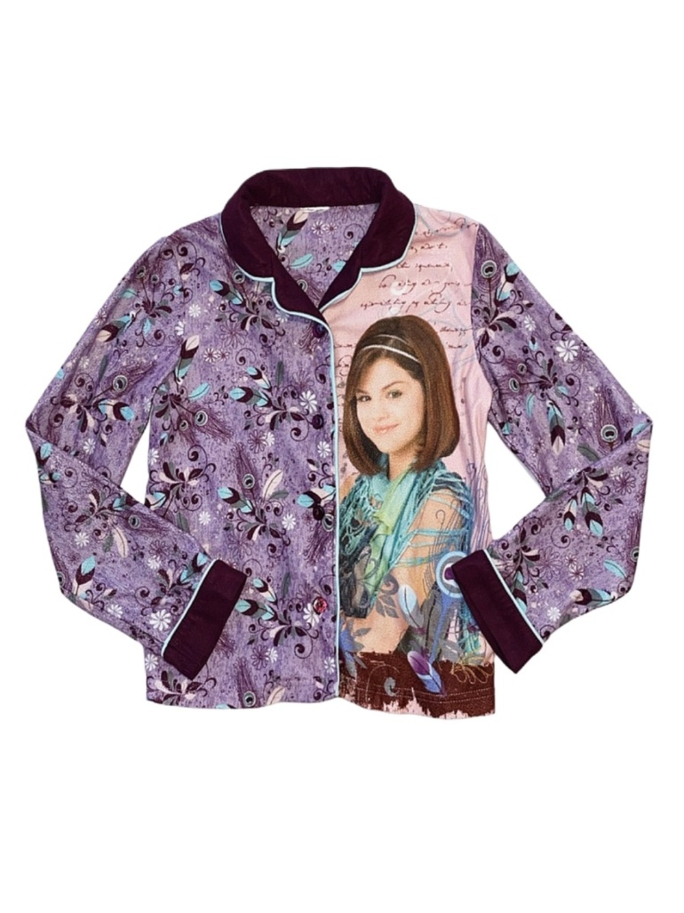 WIZARDS OF WAVERLY Girl's Button Up Long Sleeve Pajama Top Size 7/8